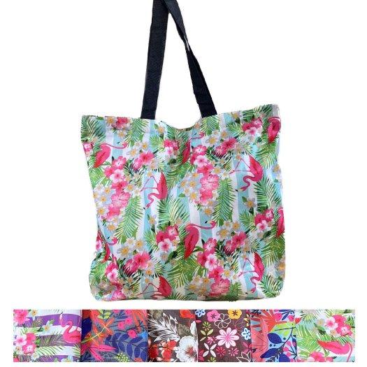 Printed Shopping Tote Bag with Zipper
