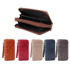 Ladies Dual Zipper Wallet with Wrist Strap [Crackled] image