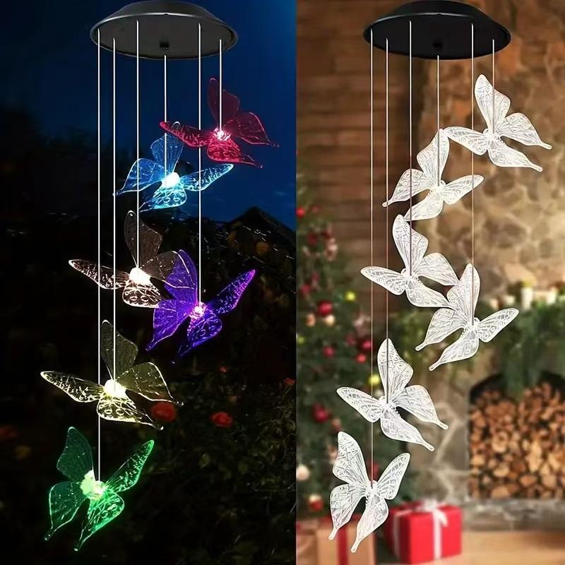Solar Color-Changing Wind Chimes [Butterfly] image