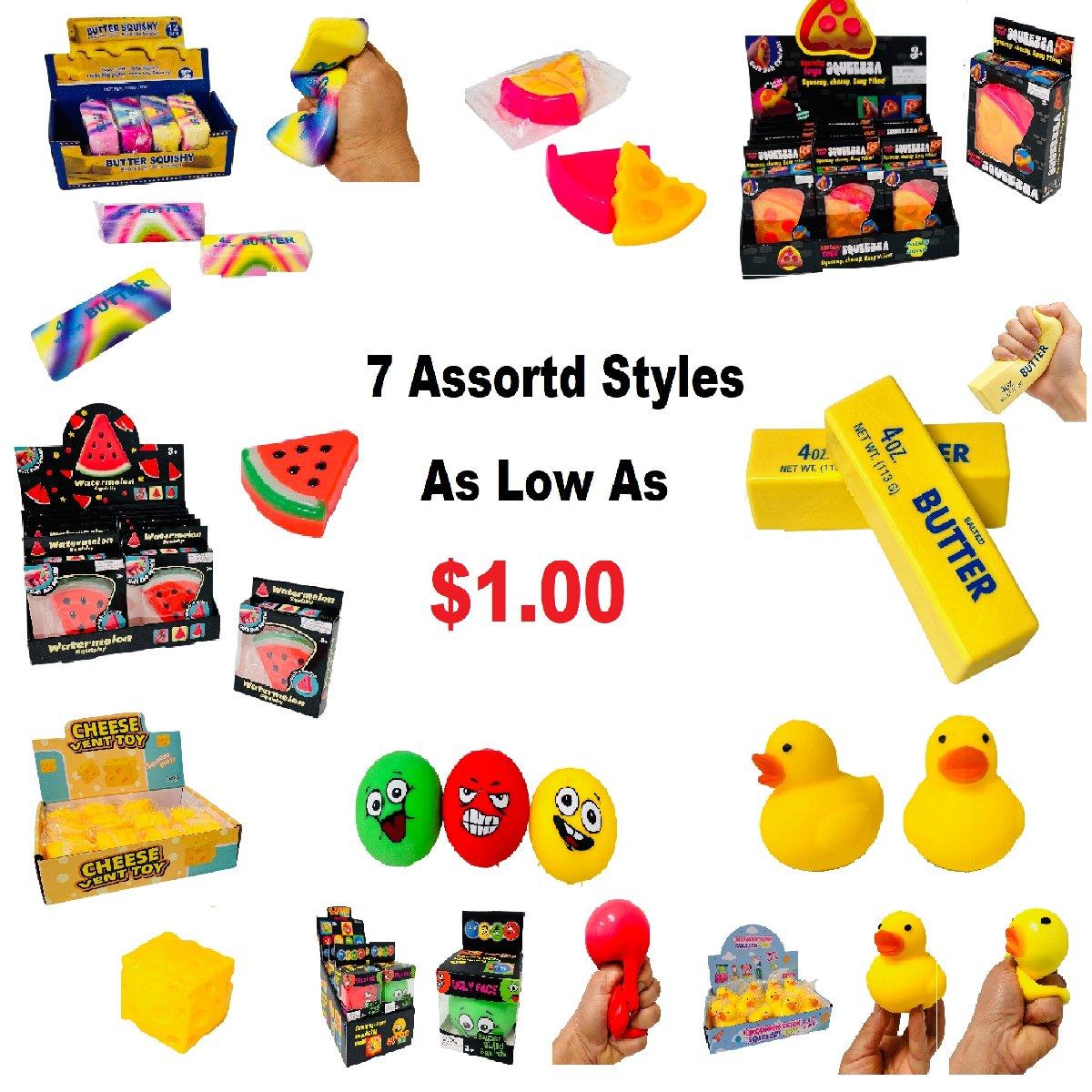 $1 Squishy Toy! 7 Assorted Styles with Display *See Description* image