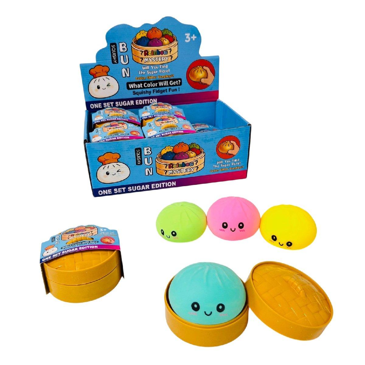 Dumpling Squishy Bun with Steamer Toy (Smiling Faces] image