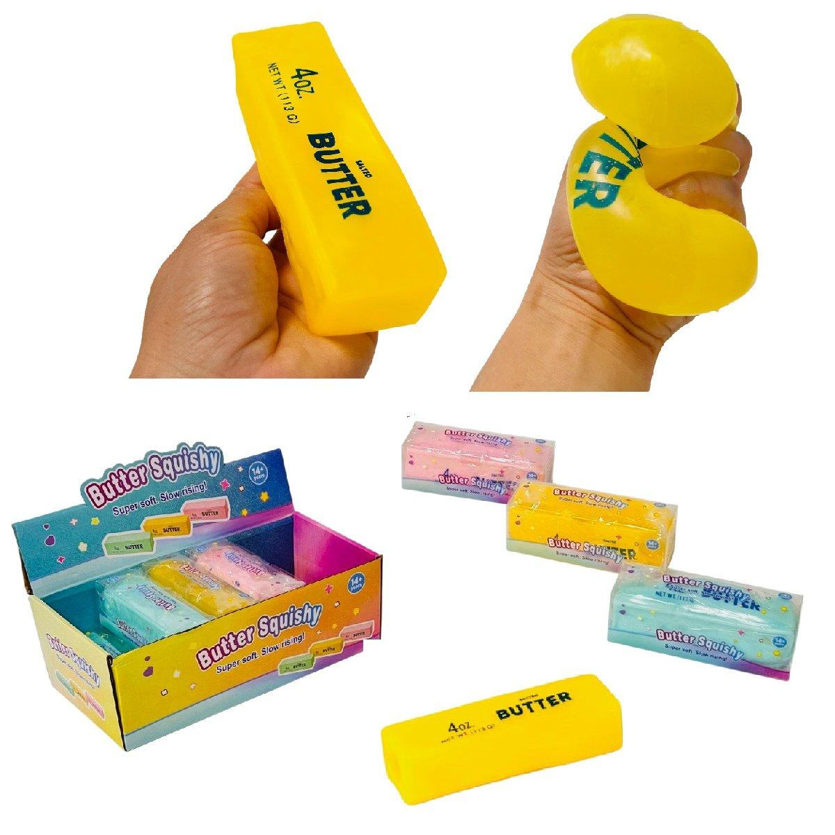 5"X1.5" Squishy Gel Butter [Display] "Vaseline Filled" Pink/Blue/Yellow