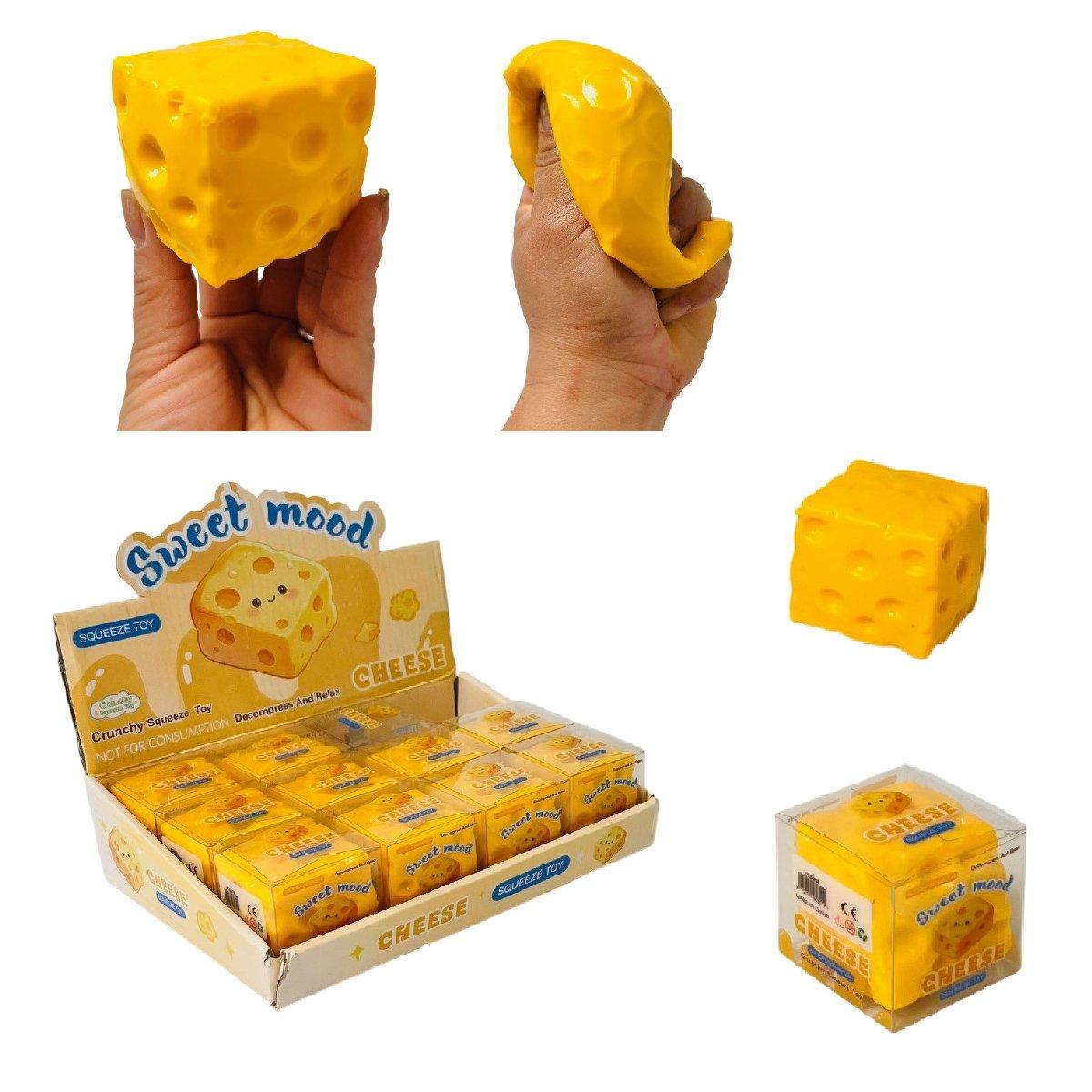 2" Crunchy Cheese Cube Squishy Toy image