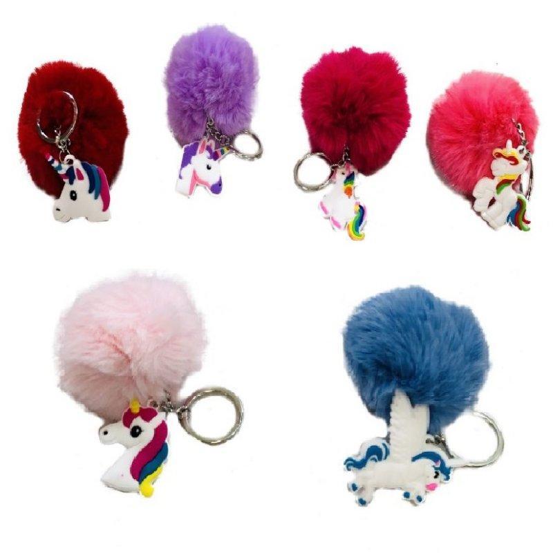 PomPom Key Chain with Silicone Unicorn image