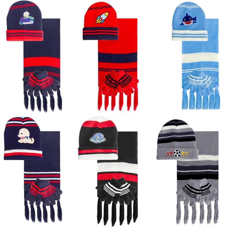3pc Youth Boys Fleece Hat, Scarf and Gloves Set image