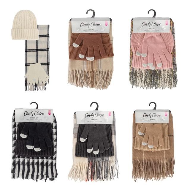 3pc Women's Fashion Hat, Scarf and Gloves Set [Printed] image