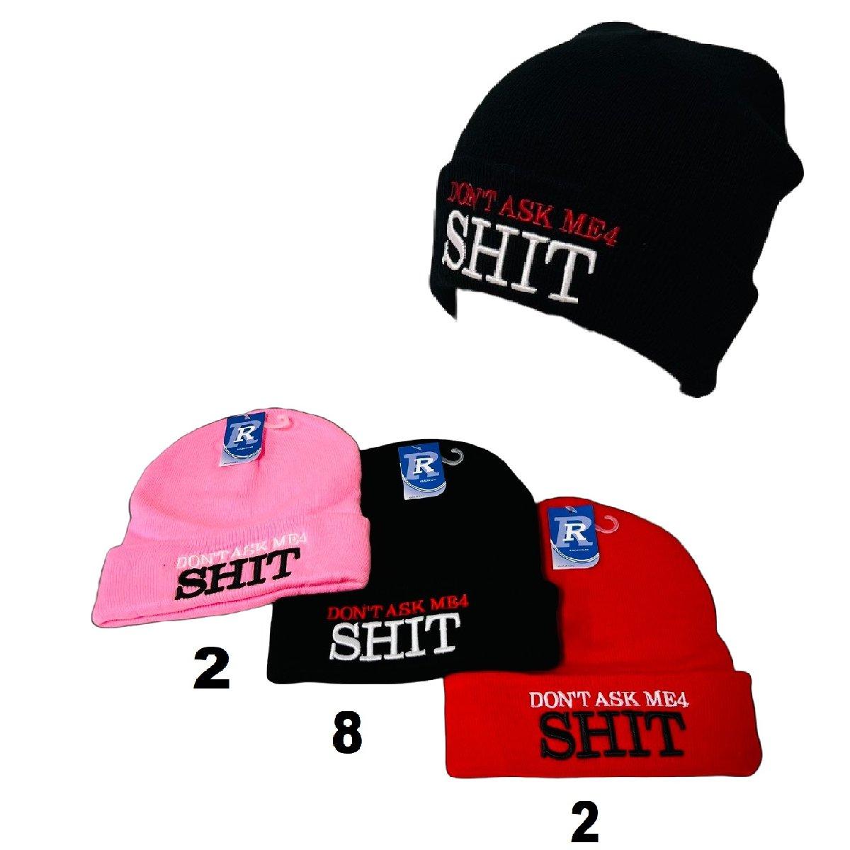 Embroidered Knitted Cuff Hat [Don't Ask Me for Shit] image