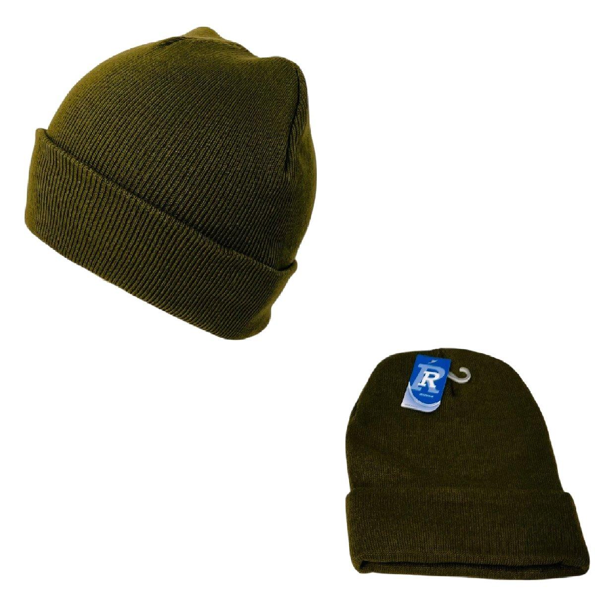 Knitted Cuffed Winter Hat [Solid Army] image