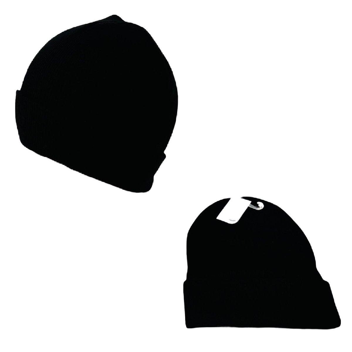 Knitted Cuffed Winter Hat [Solid Black] image