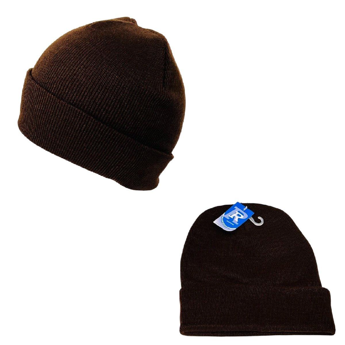 Knitted Cuffed Winter Hat [Solid Brown] image