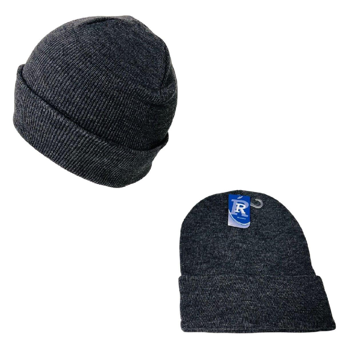 Knitted Cuffed Winter Hat [Solid Dark Gray] image