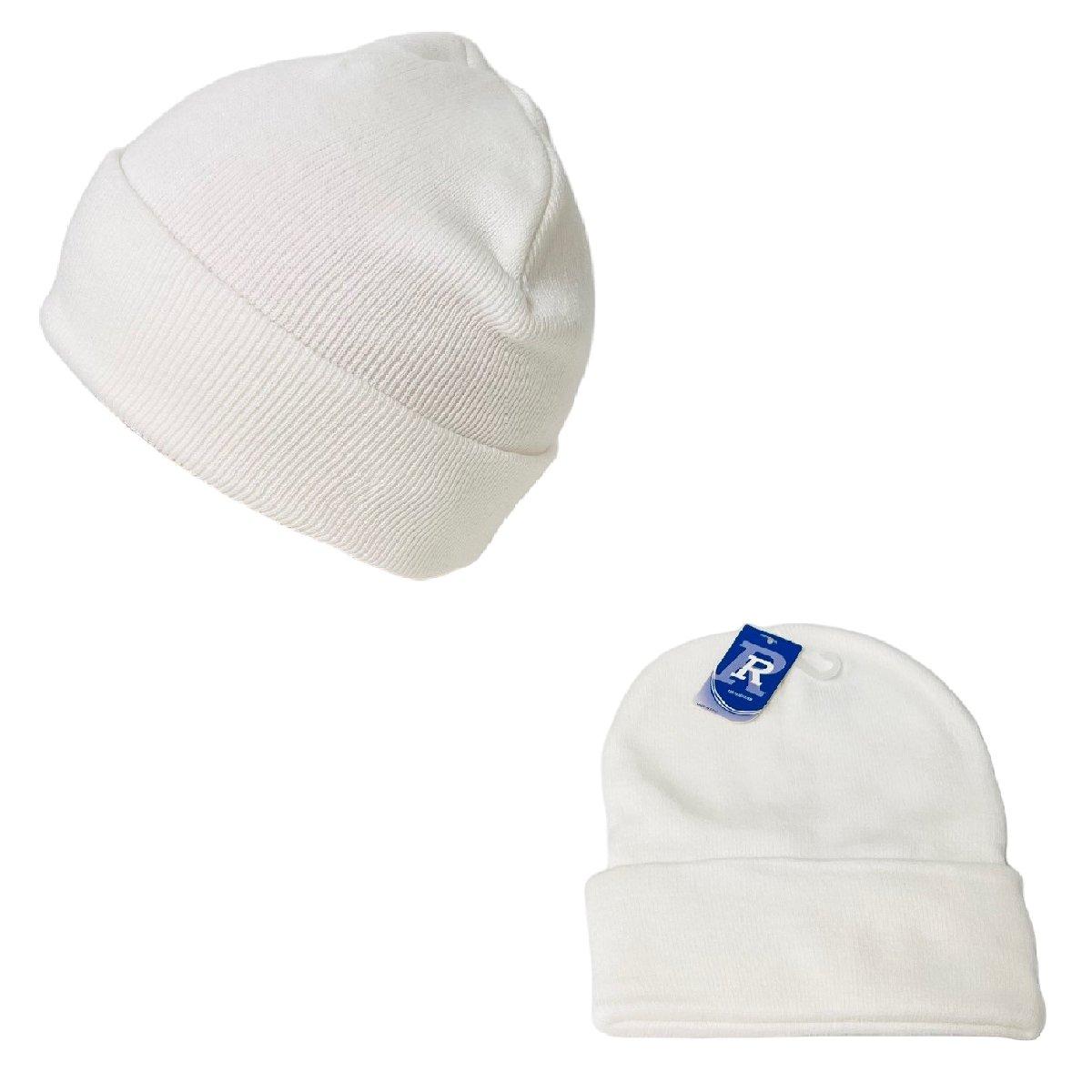 Knitted Cuffed Winter Hat [Solid White] image