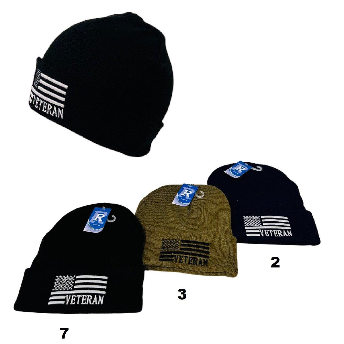 Embroidered Knitted Cuff Hat [Flag/Veteran] image
