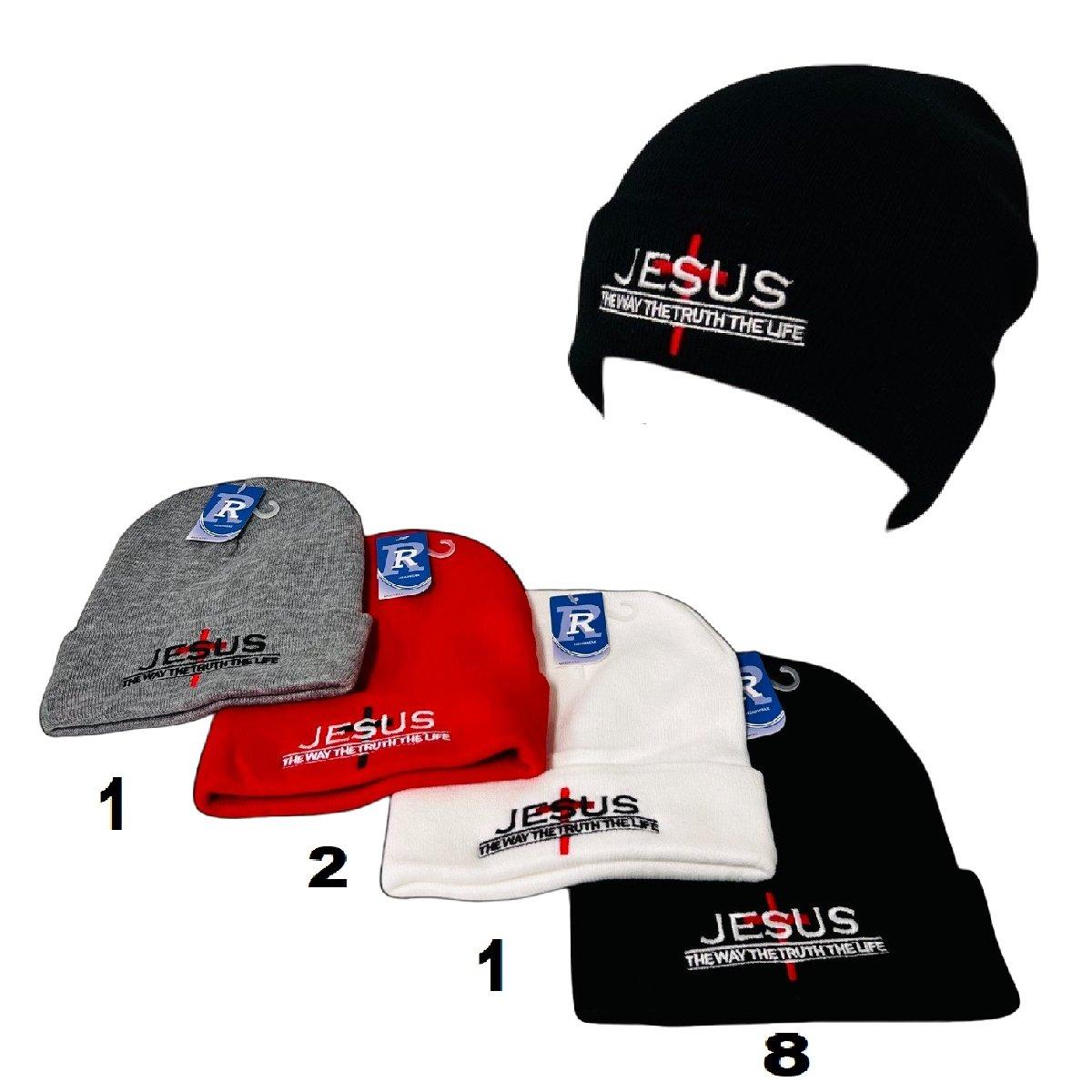 Embroidered Knitted Cuff Hat [JESUS The Way. The Truth. The Life] image