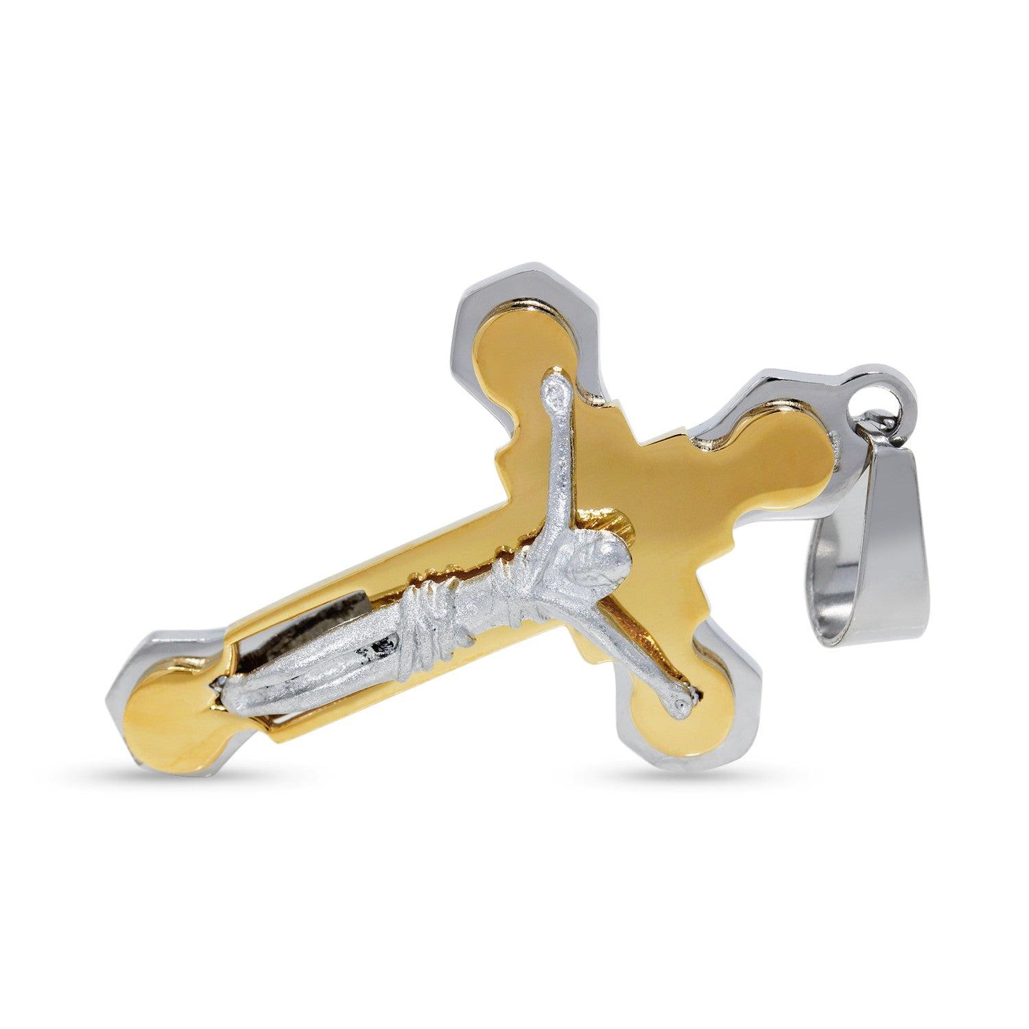 Stainless Steel Designer Layered Crucifix Pendant