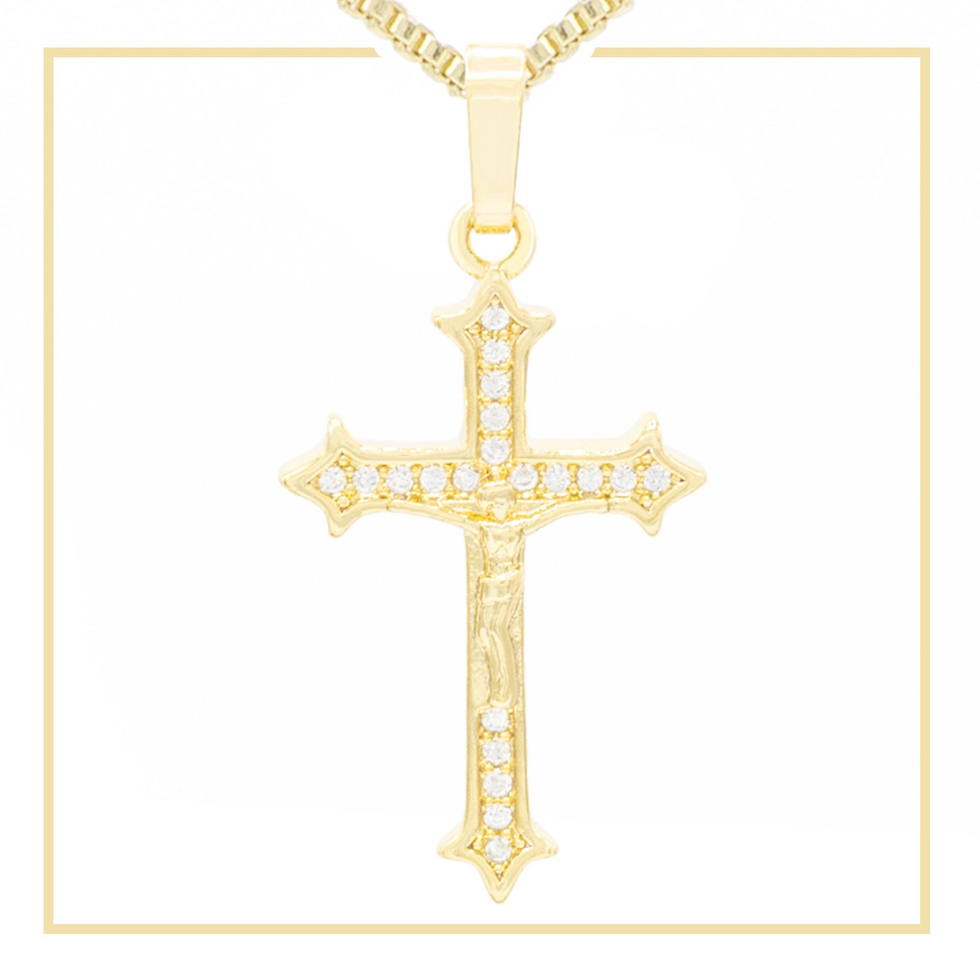 Cross 2 Cubic Zirconia 14K Gold Filled Pendant image