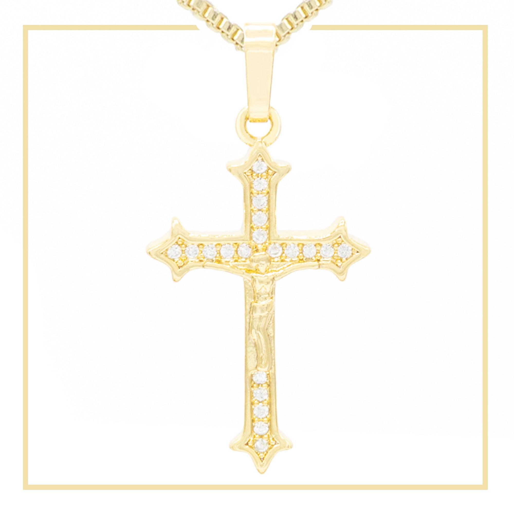 Cross 2 Cubic Zirconia 14K Gold Filled Pendant image
