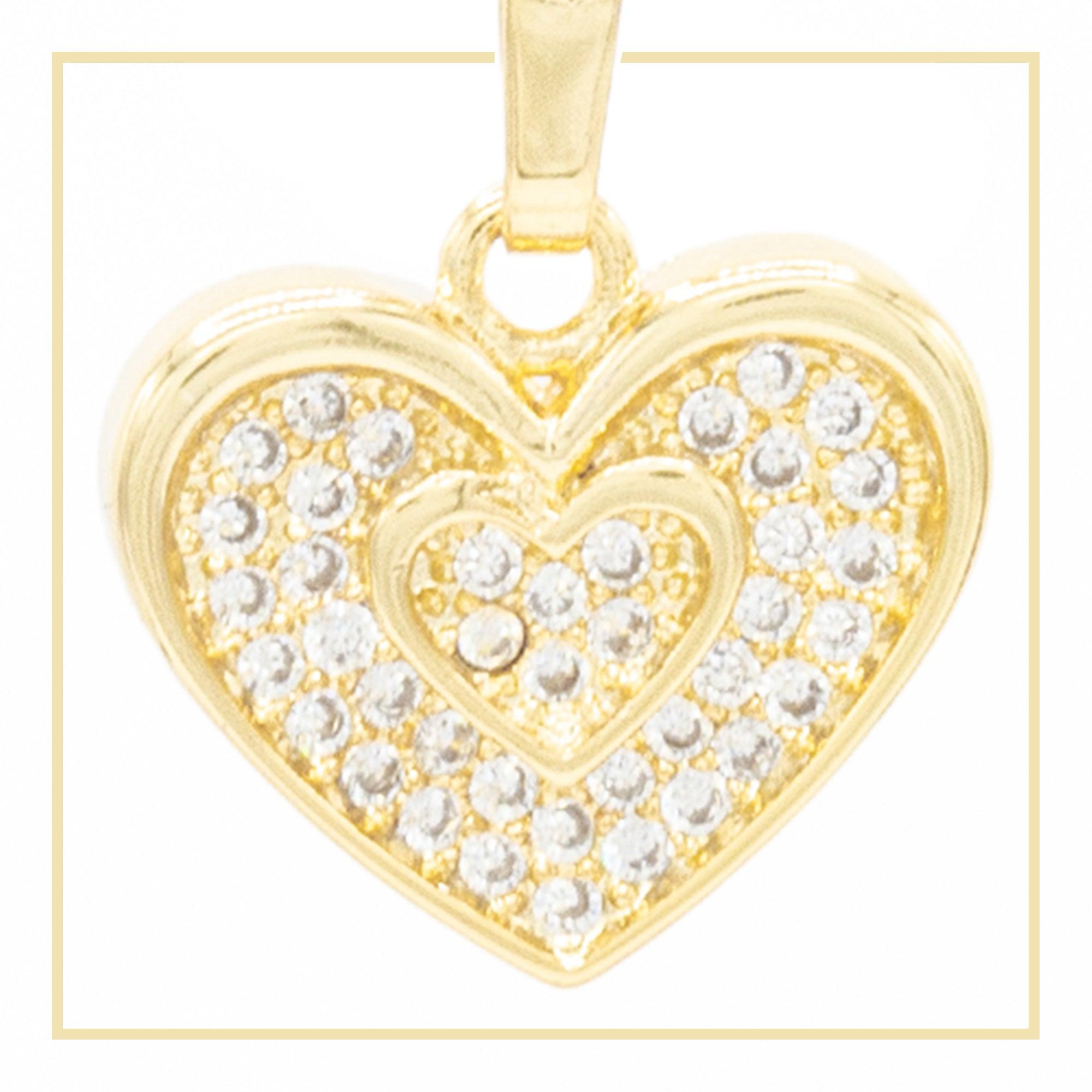 Heart 4 Cubic Zirconia 14K Gold Filled Pendant