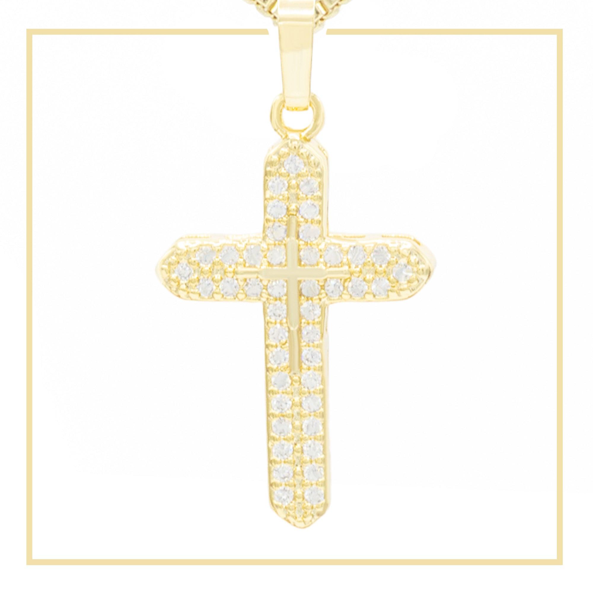 Cross 3 Cubic Zirconia 14K Gold Filled Pendant image