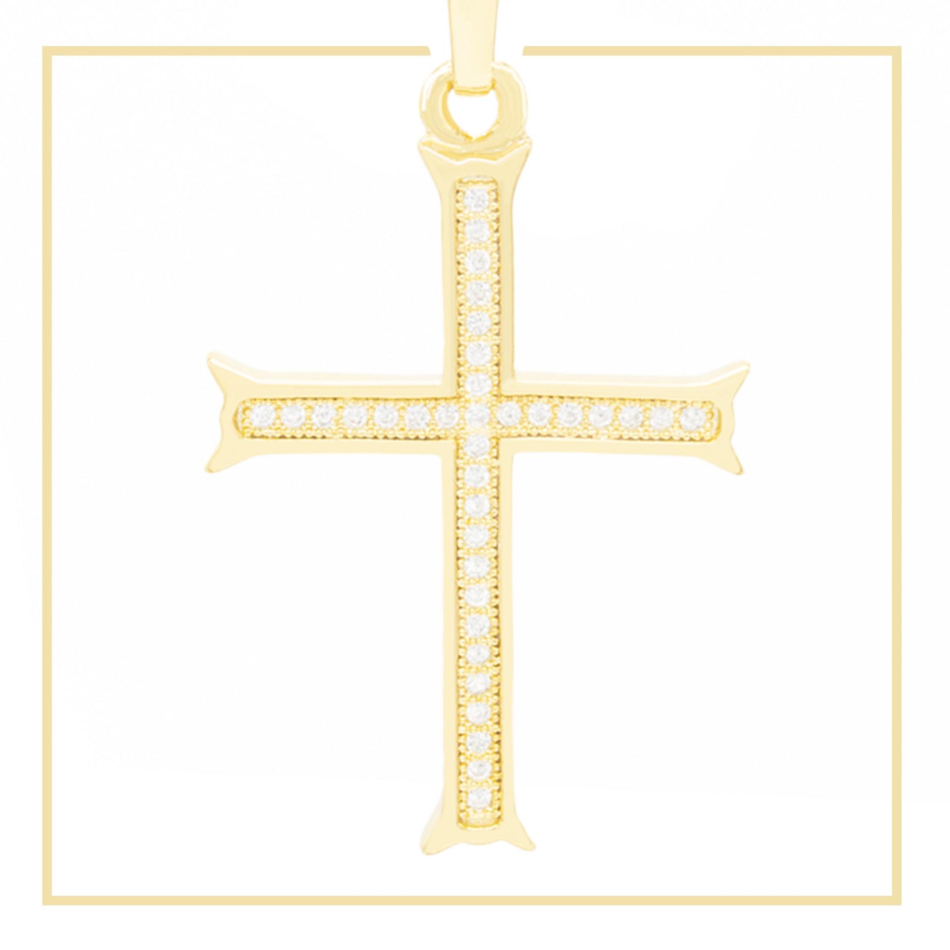 Cross 8 Cubic Zirconia 14K Gold Filled Pendant image