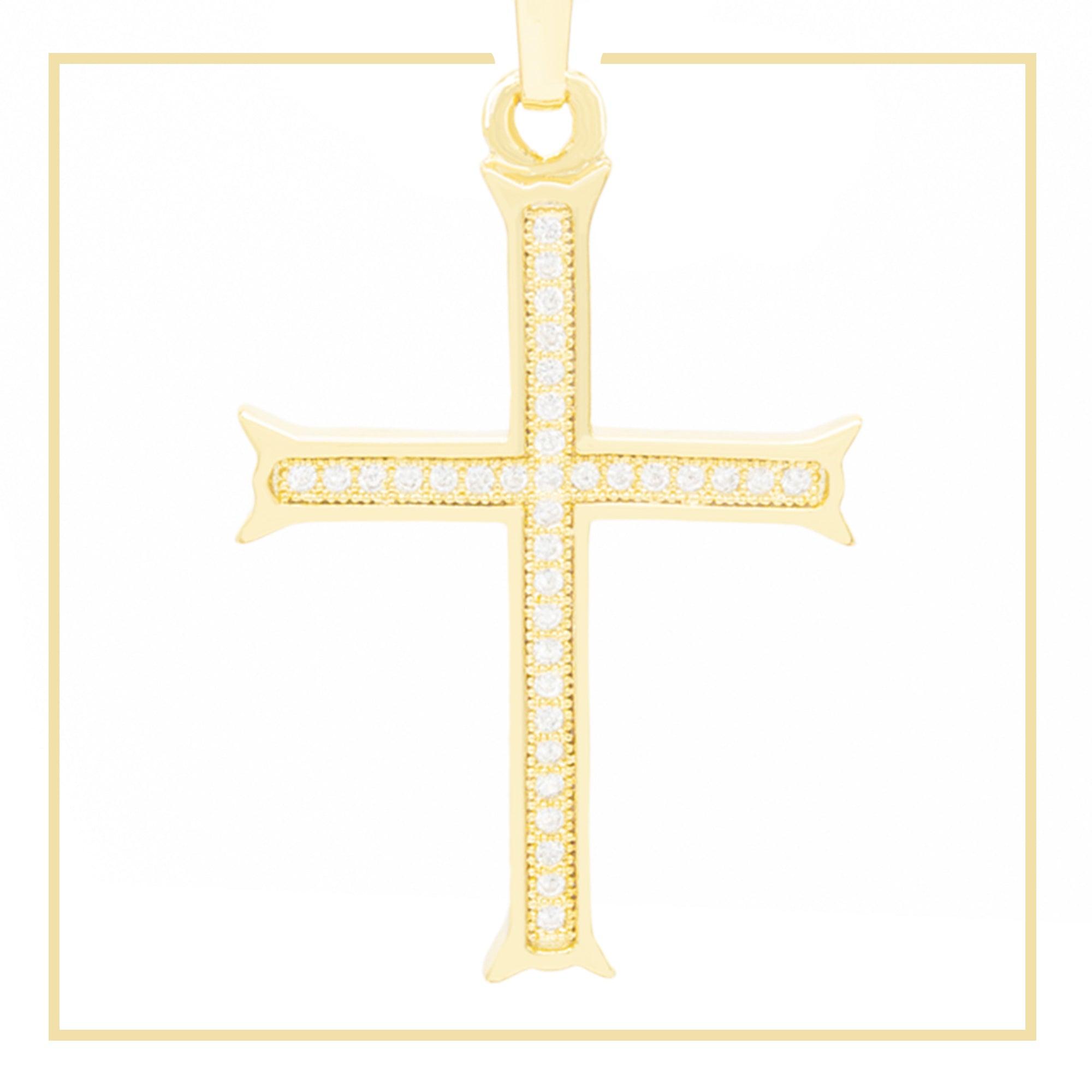 Cross 8 Cubic Zirconia 14K Gold Filled Pendant image