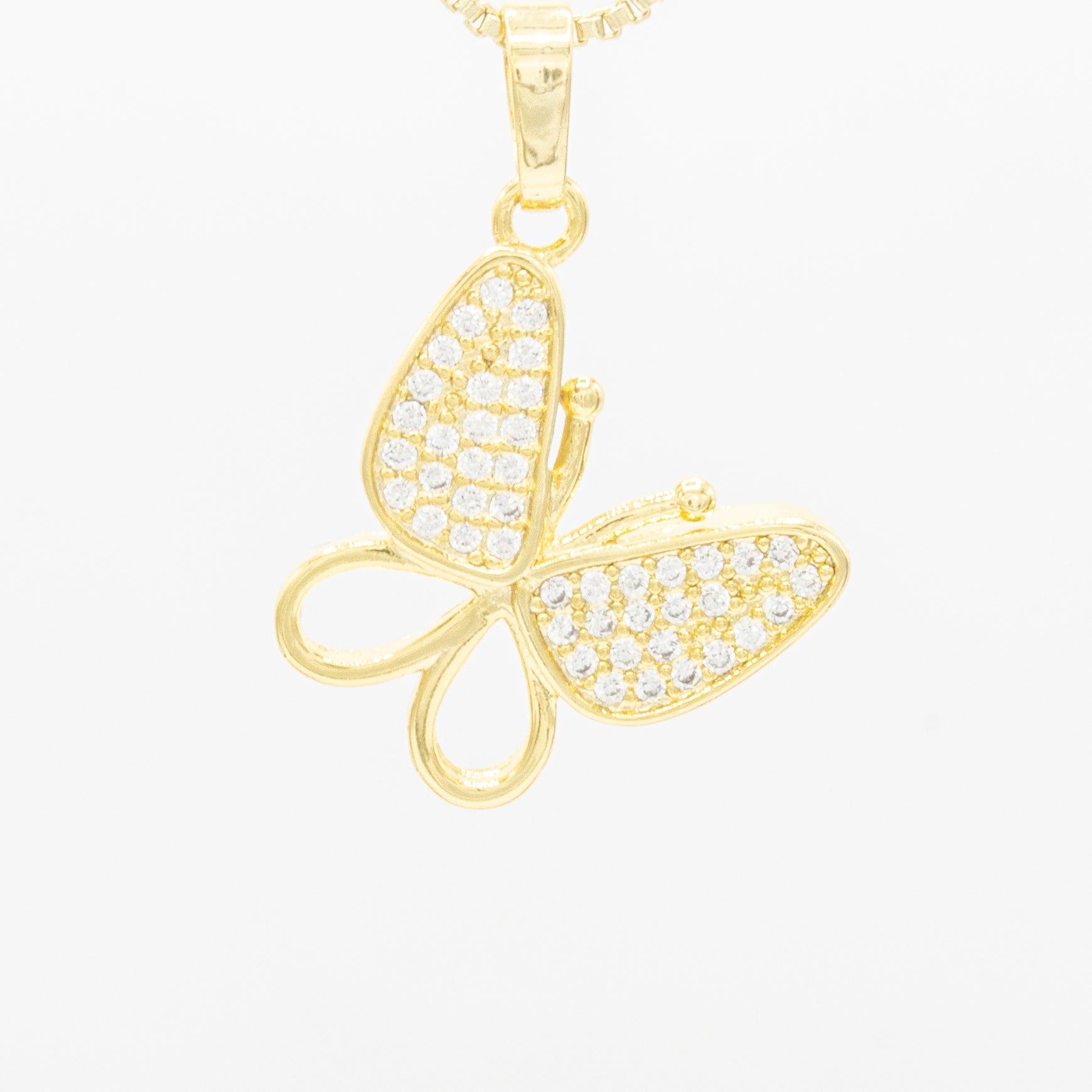Butterfly 2 Cubic Zirconia 14K Gold Filled Pendant image
