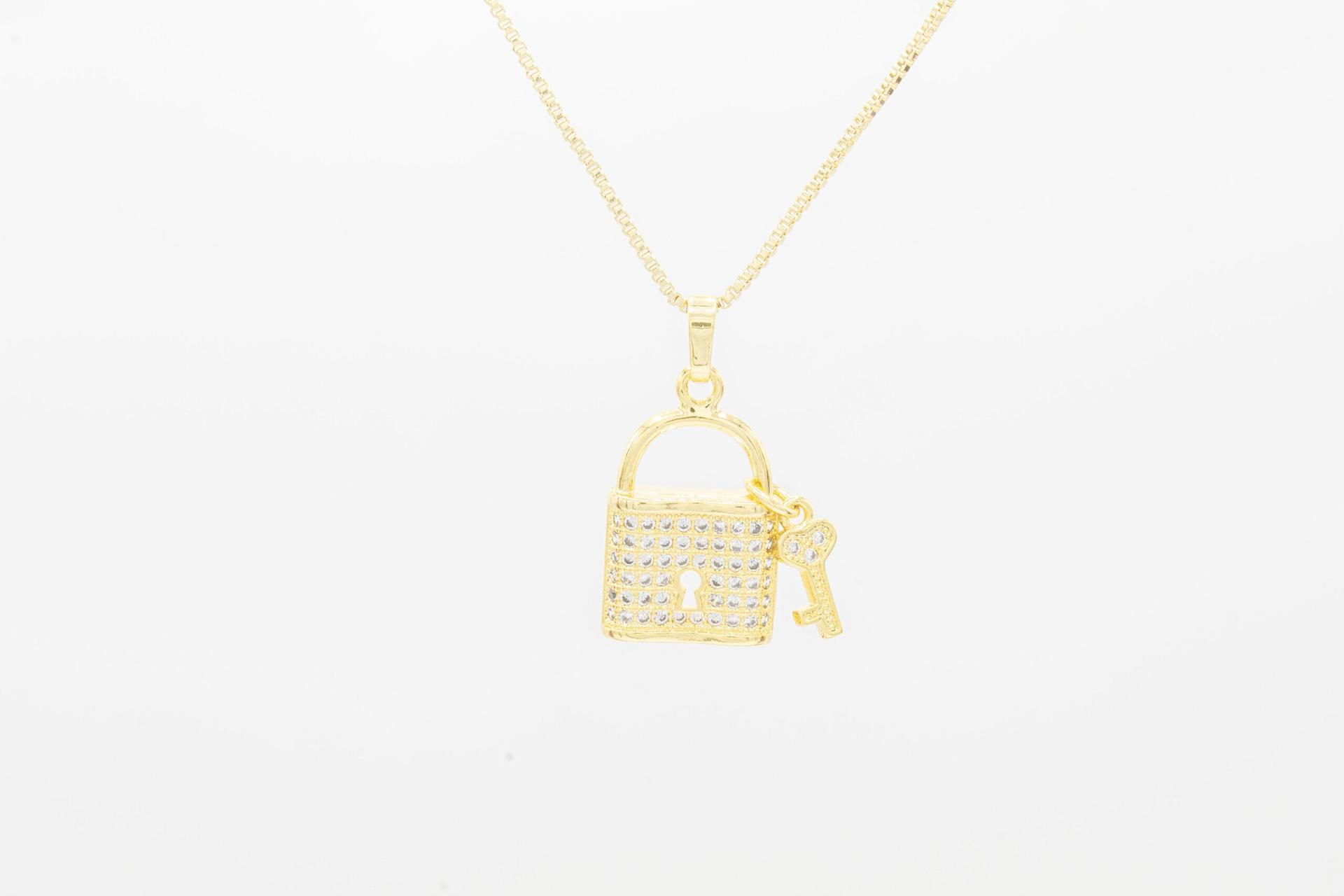 Lock Cubic Zirconia 14K Gold Filled Pendant image