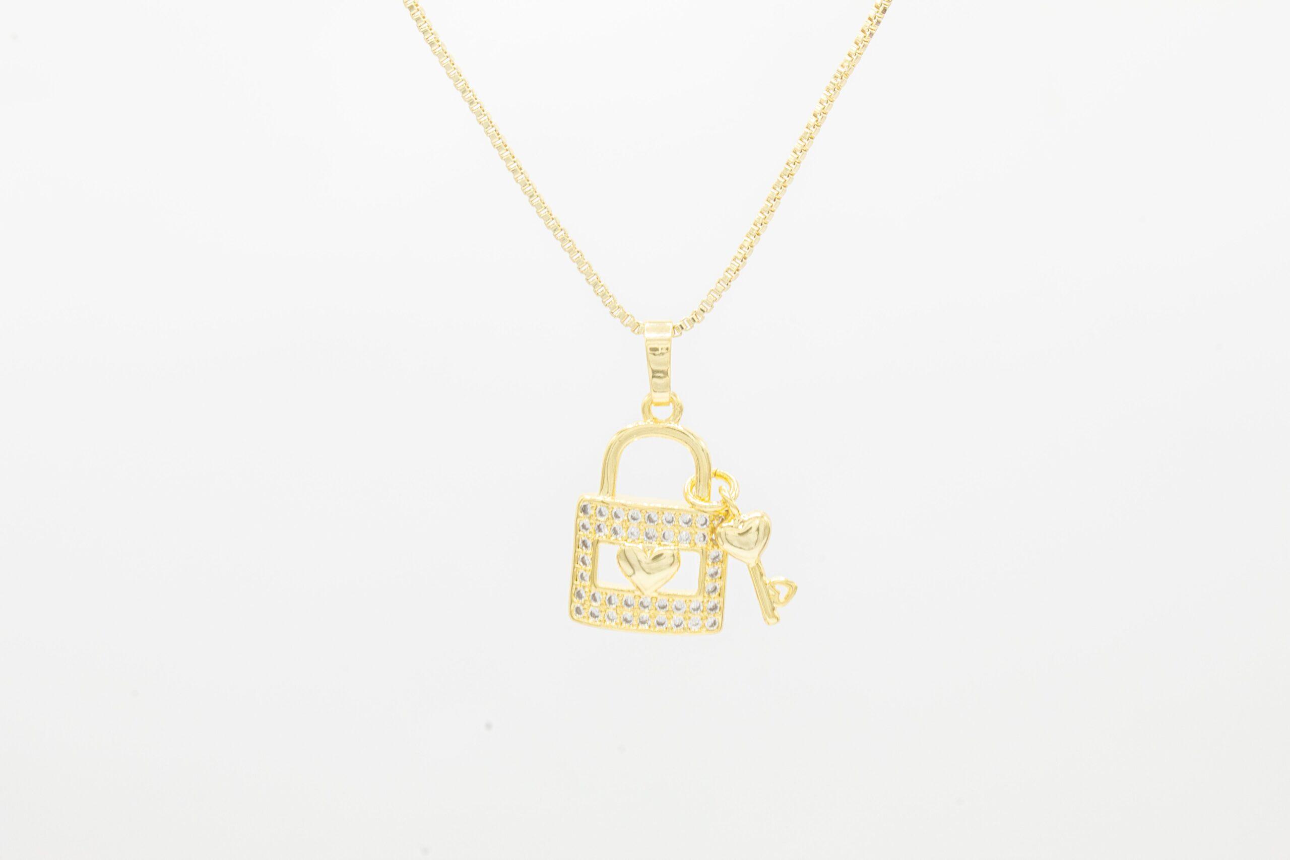 Lock Cubic Zirconia 14K Gold Filled Pendant