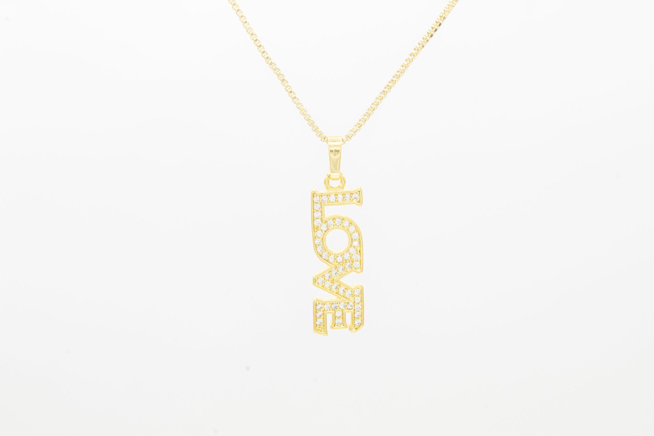 Love Cubic Zirconia 14K Gold Filled Pendant