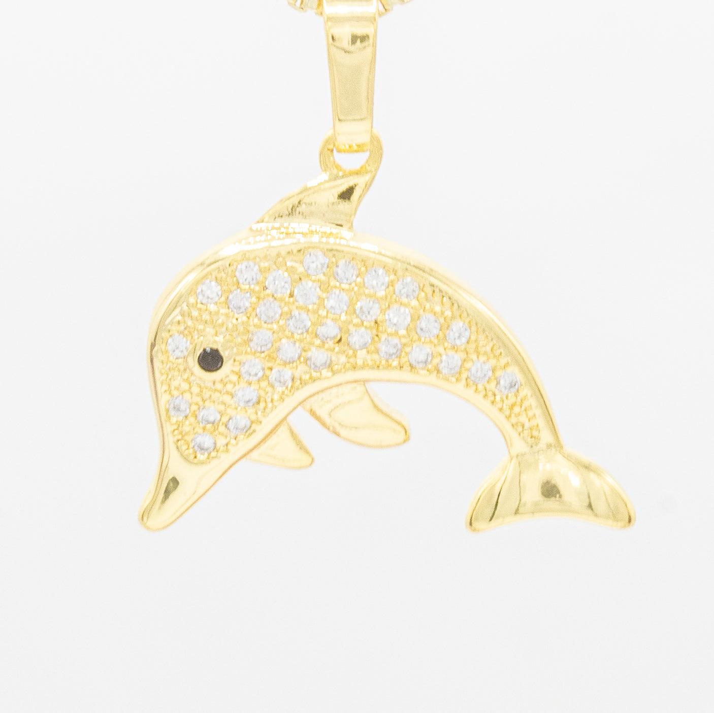 Dolphin Cubic Zirconia Pendant 14K Gold Filled Women Fashion Jewelry image