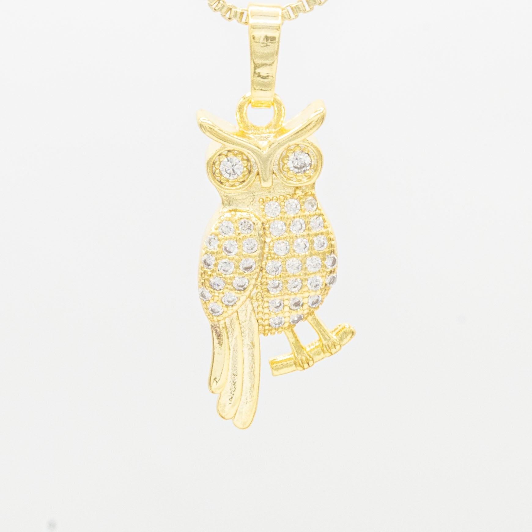Owl Cubic Zirconia 14K Gold Filled Pendant image