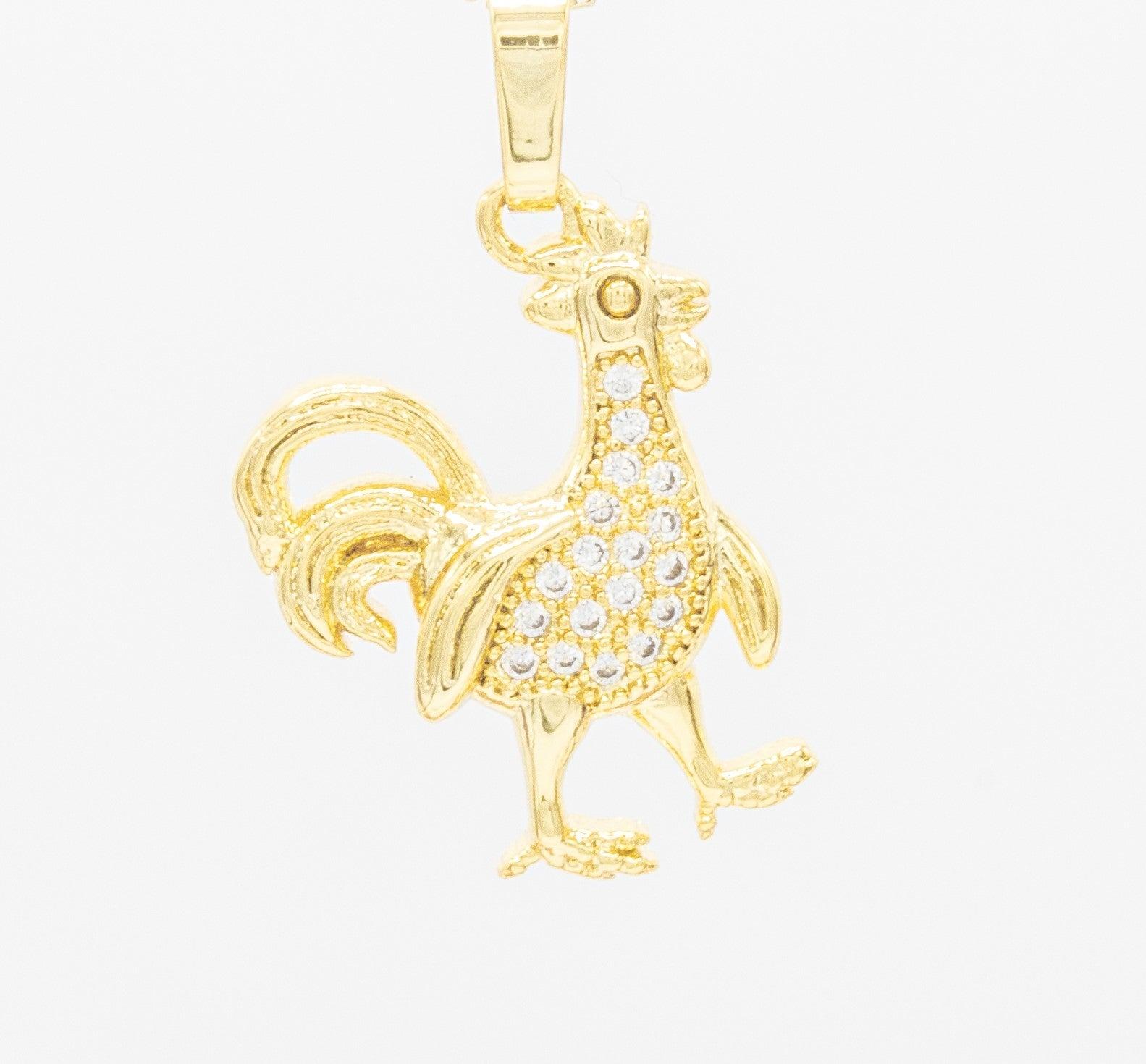 Rooster Cubic Zirconia 14K Gold Filled Pendant image