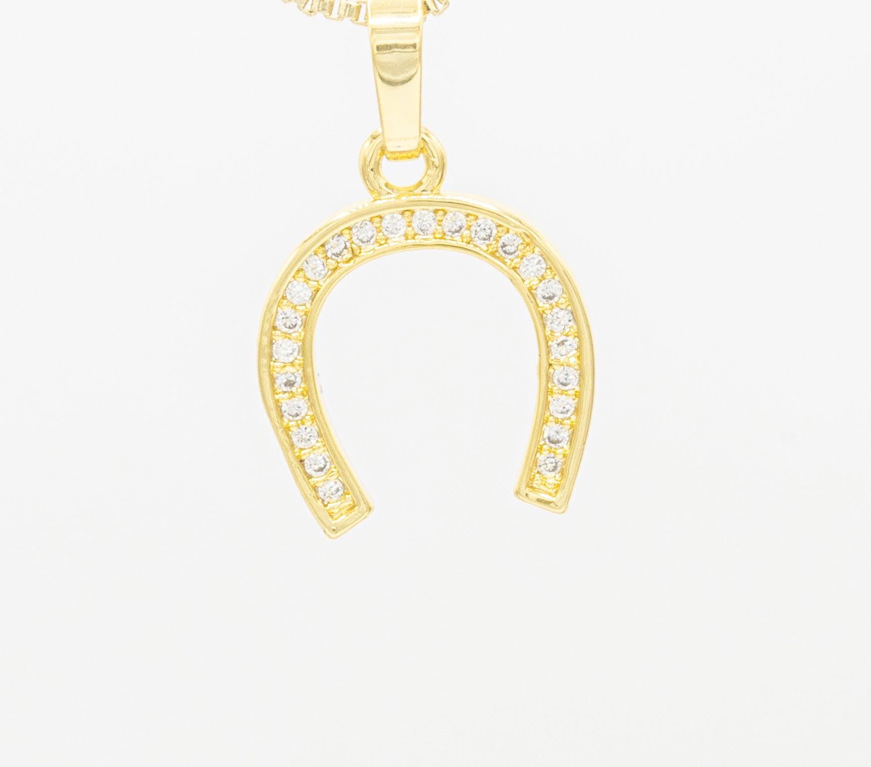 Horseshoe Cubic Zirconia 14K Gold Filled Pendant image