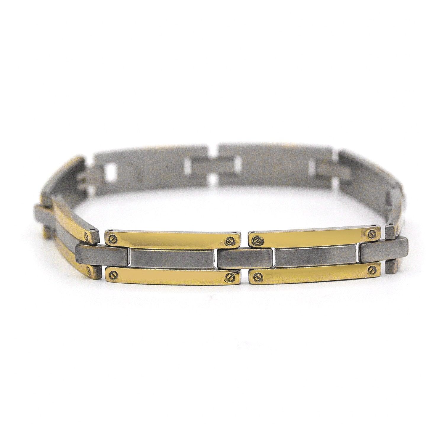 Decorative Men's Stainless Steel Bracelet Fashion Wrist Band (Silver/Gold) image