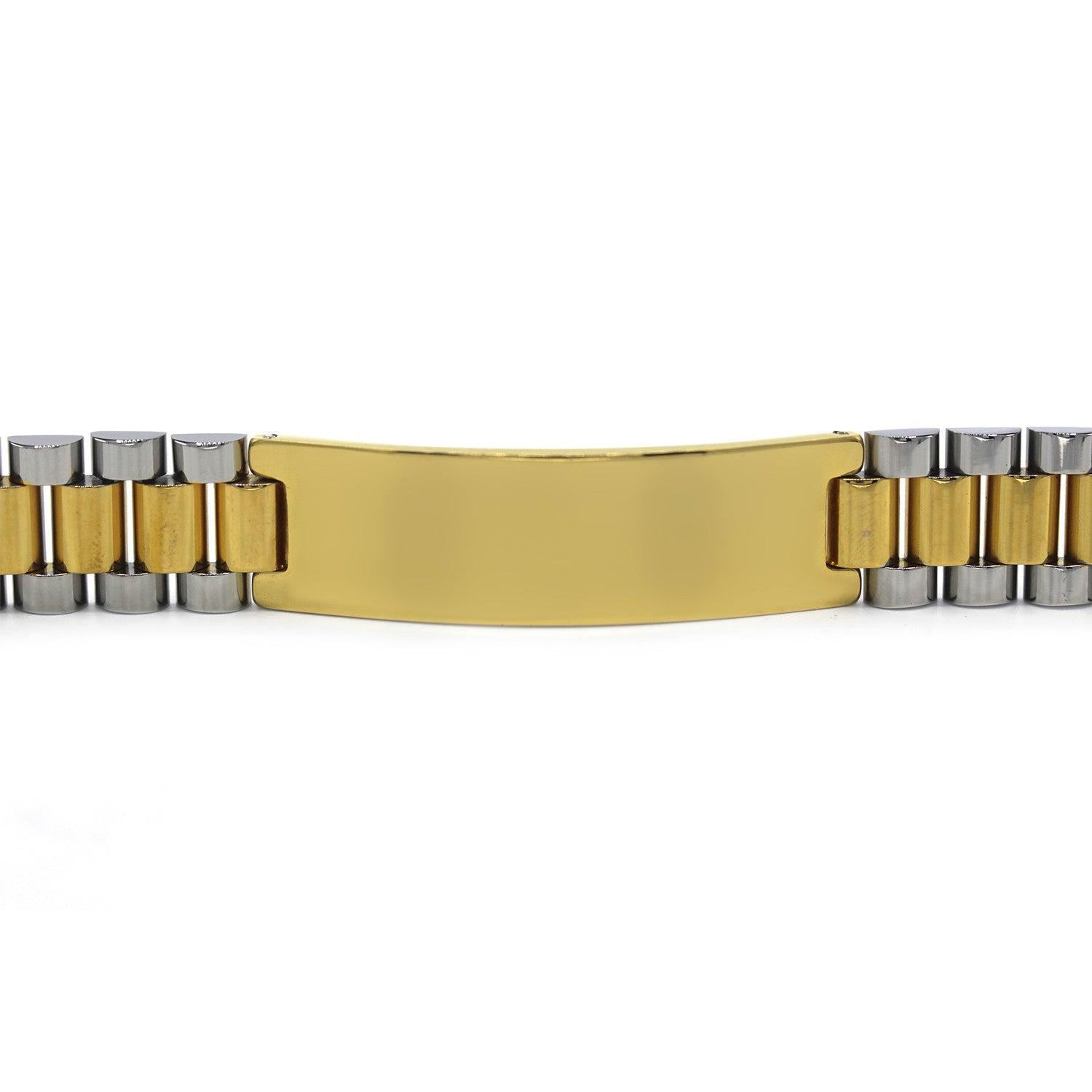 Decorative Men's Stainless Steel ID Bracelet (2 tone)
