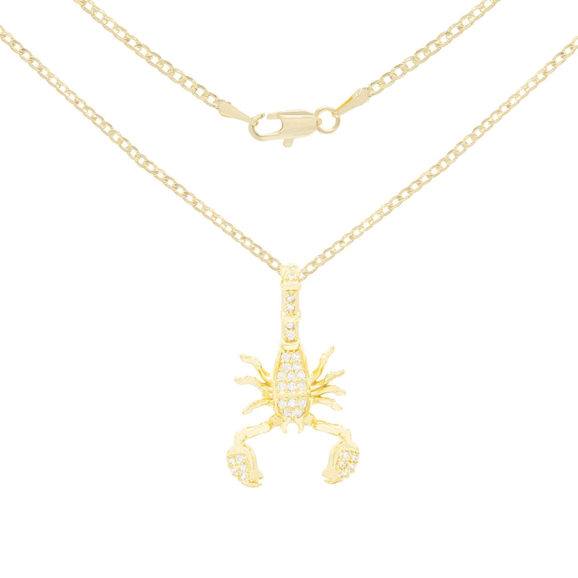 Scorpion Cubic Zirconia Pendant With 14K Gold Filled Rope Box Curb Chain Necklace Set 18" 20" 24" image
