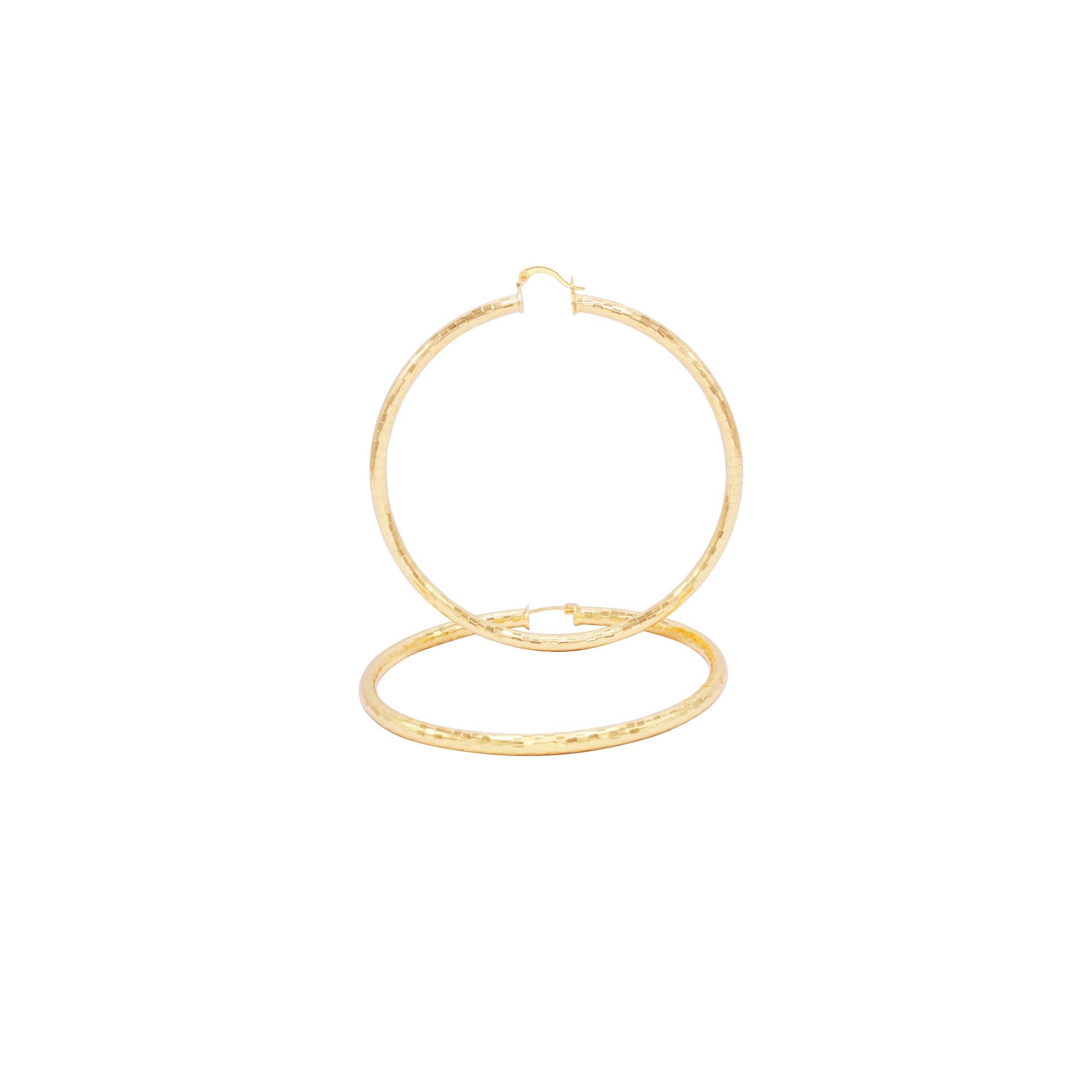 14K Gold-Filled Box Cut Hoop Women Earrings 4 mm Thick 25-80 mm Wholesale Jewelry