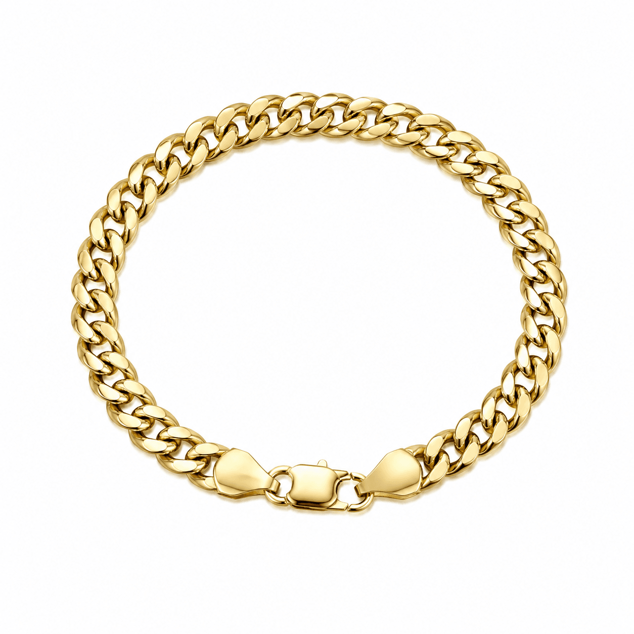 Round Cuban Link Chain 14K Gold Filled Bracelet 8.5" Lobster Claw Clasp Jewelry Gift For Men 6 mm