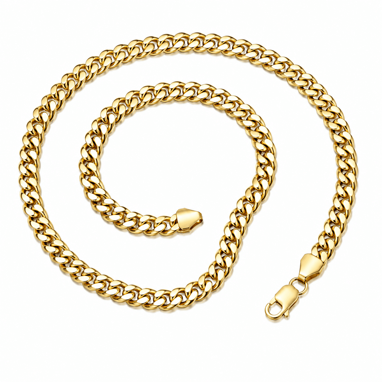 Round Cuban Link Chain 14K Gold Filled Necklace 24" Lobster Claw Clasp Jewelry Gift For Men 6 mm