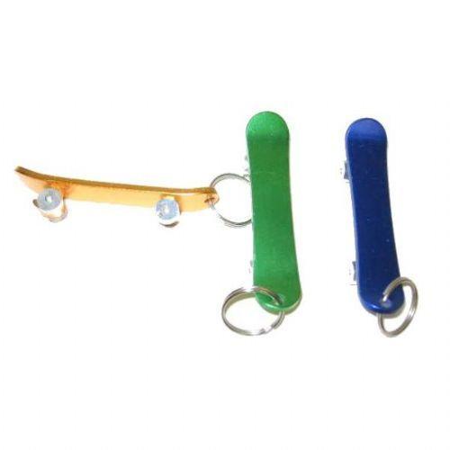 144 Wholesale Skateboard Keychain Metal Assorted Colors image