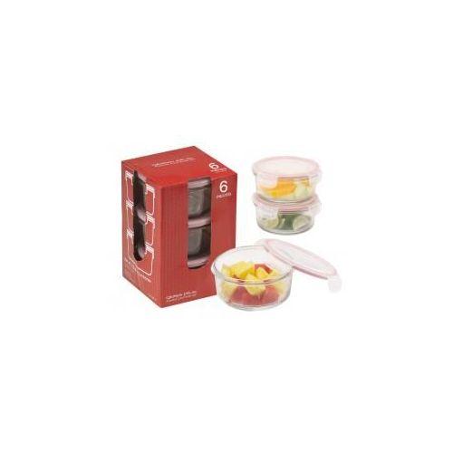 6 Wholesale 6-Pc.round Glass Container Set W/ Plastic Click & Lock Lids image