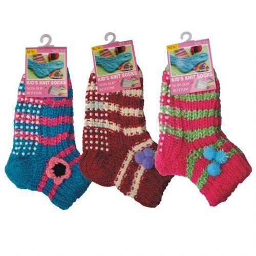 72 Wholesale Girls Slipper Socks With Gripper Bottom Size 6-8 image