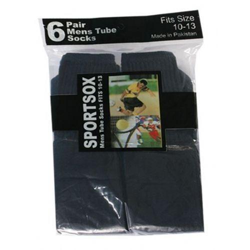 30 Wholesale Mens 6 Pair Sport Tube Sock Size 10-13 Black Color Only image