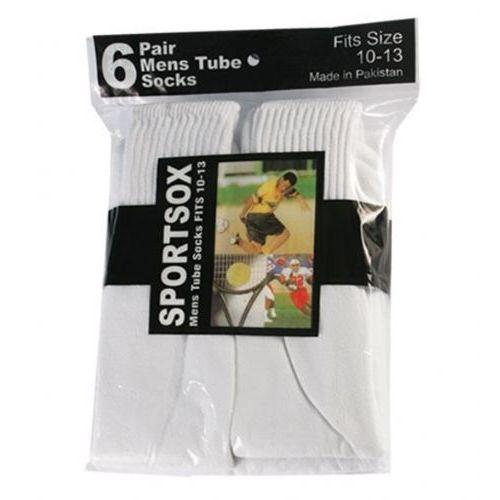 30 Wholesale Mens 6 Pair Sport Tube Sock Size 10-13 White Color Only image