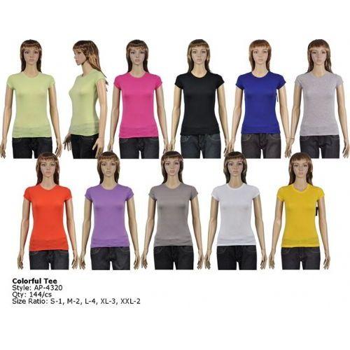 144 Wholesale Ladies T-Shirt Black Only image