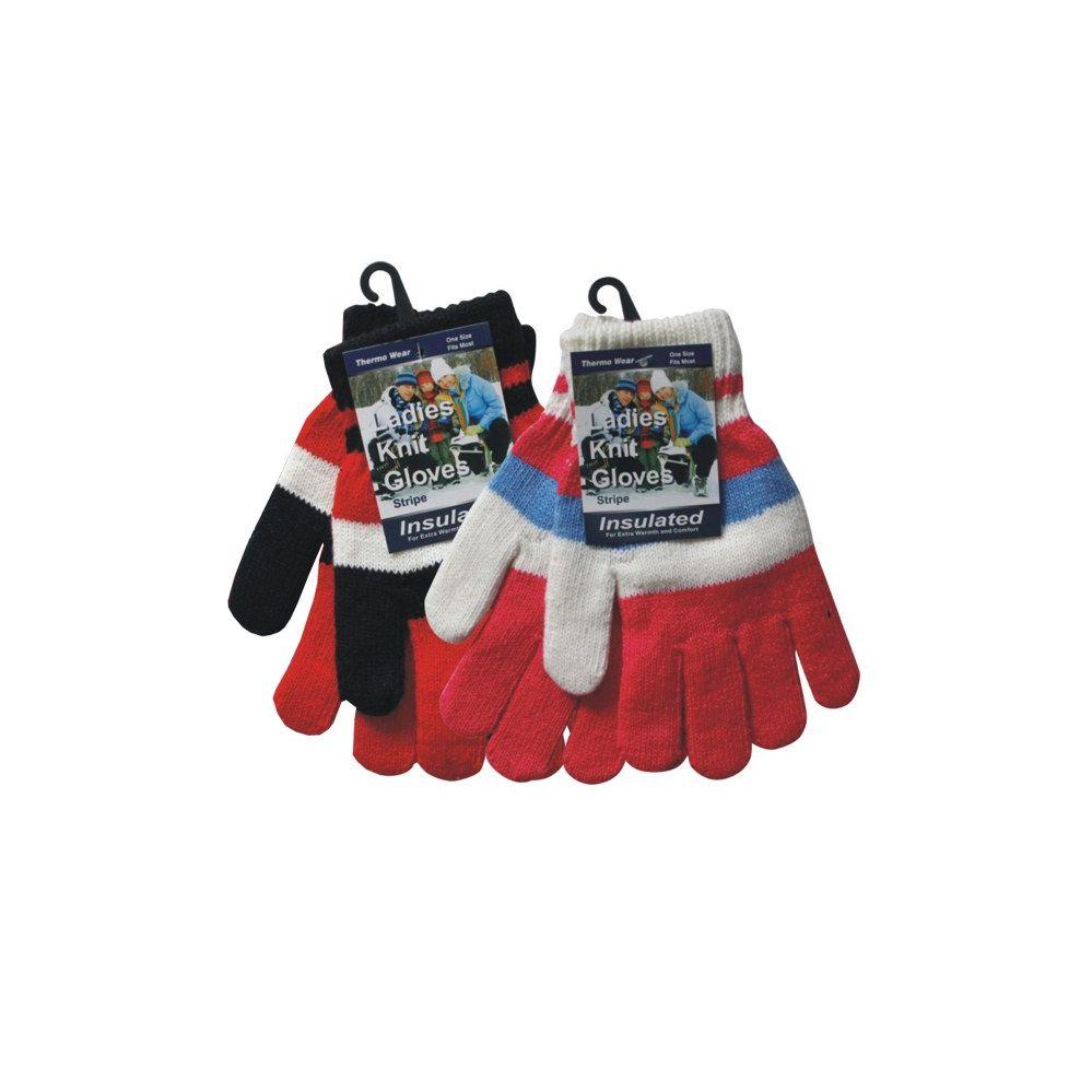 36 Wholesale Winter Ladies Knit Glove Stripes image