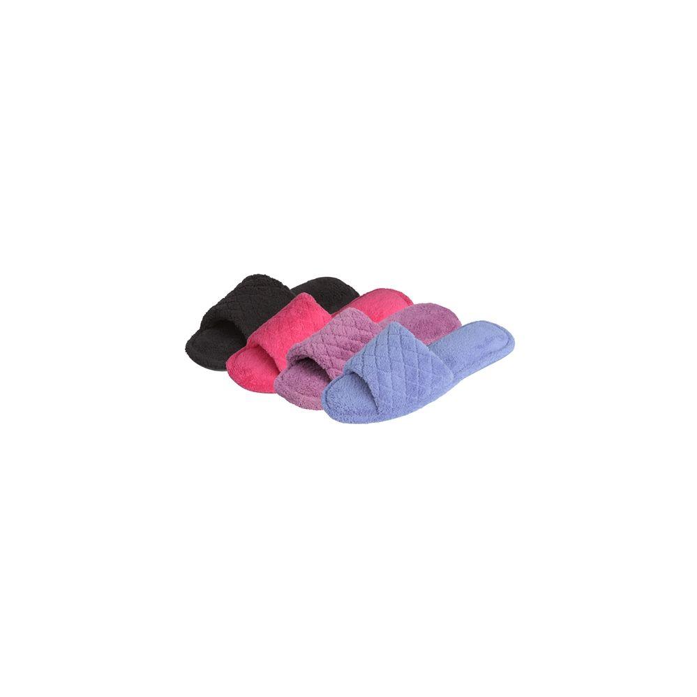 36 Wholesale Women's Plush Slipper With Quilted Upper In Assorted Colors. image