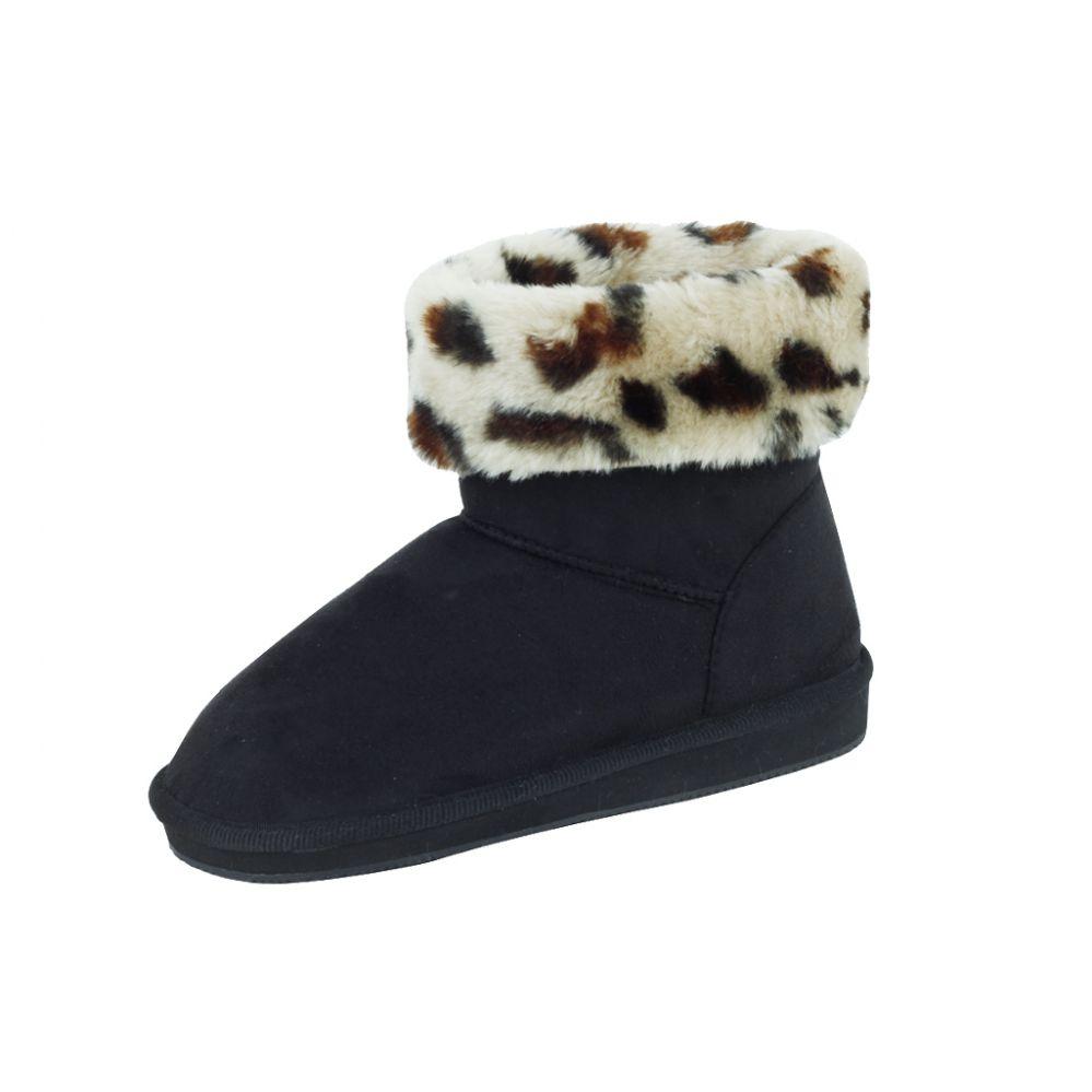 18 Wholesale Ladies Winter Boot Black Leopard Size 6-11 image