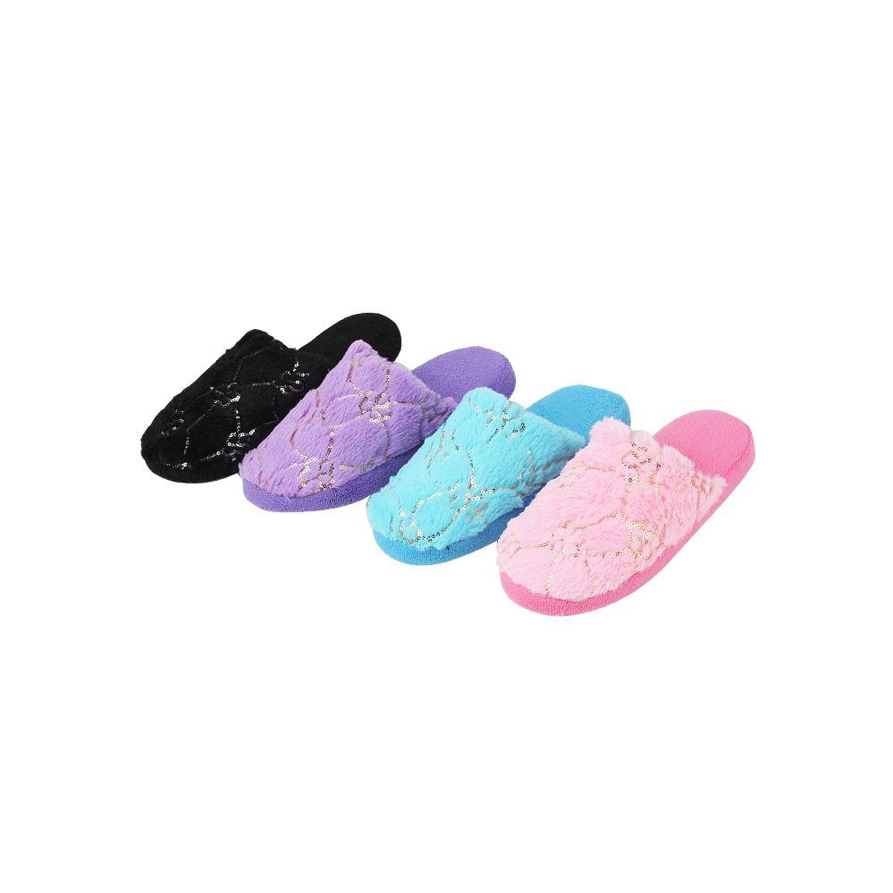 36 Wholesale Ladies House Slipper Assorted Colors image