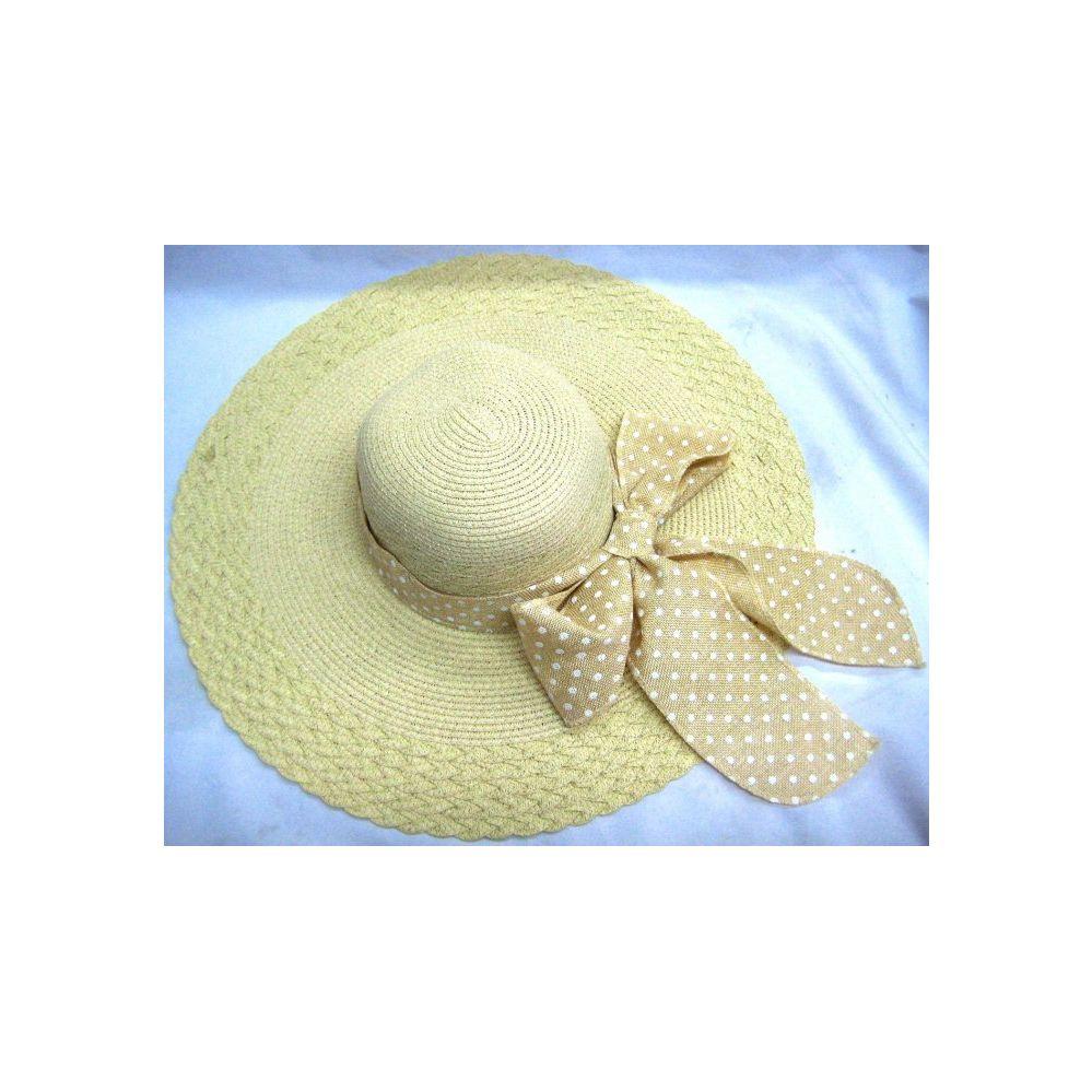 48 Wholesale Summer Polka Dot Bow Ladies Hat image